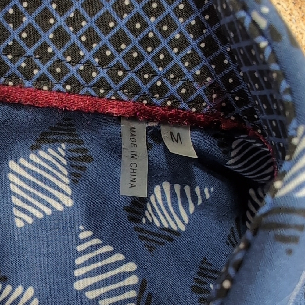 Bugatchi Cotton Blue White Geometric Patterned Button Down Dress Shirt Size M - Picture 12 of 13